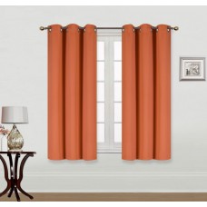 (K68) ORANGE 2-Piece Indoor and Outdoor Thermal Sun Blocking Grommet Window Curtain Set, Two (2) Panels 35" x 63" Each   